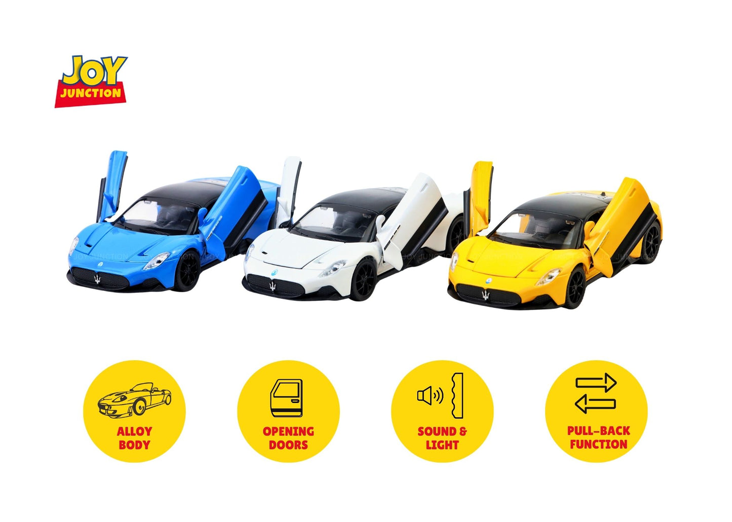 Masarati MC200 Diecast Car 1:32 Scale – Metal Model with Lights, Sound & Pull-Back Action