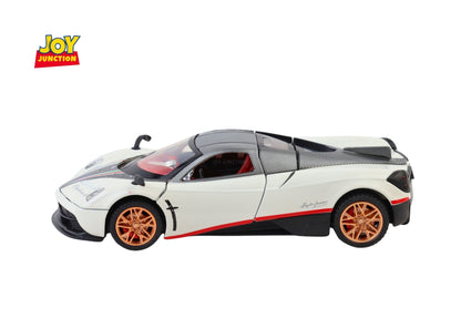 Paganii Huayraa BC 1:24 Scale Diecast Alloy Toy Car with Lights, Sound & Smoke – Pull Back Action, Openable Doors
