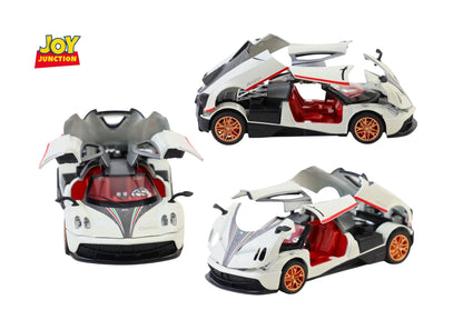 Paganii Huayraa BC 1:24 Scale Diecast Alloy Toy Car with Lights, Sound & Smoke – Pull Back Action, Openable Doors