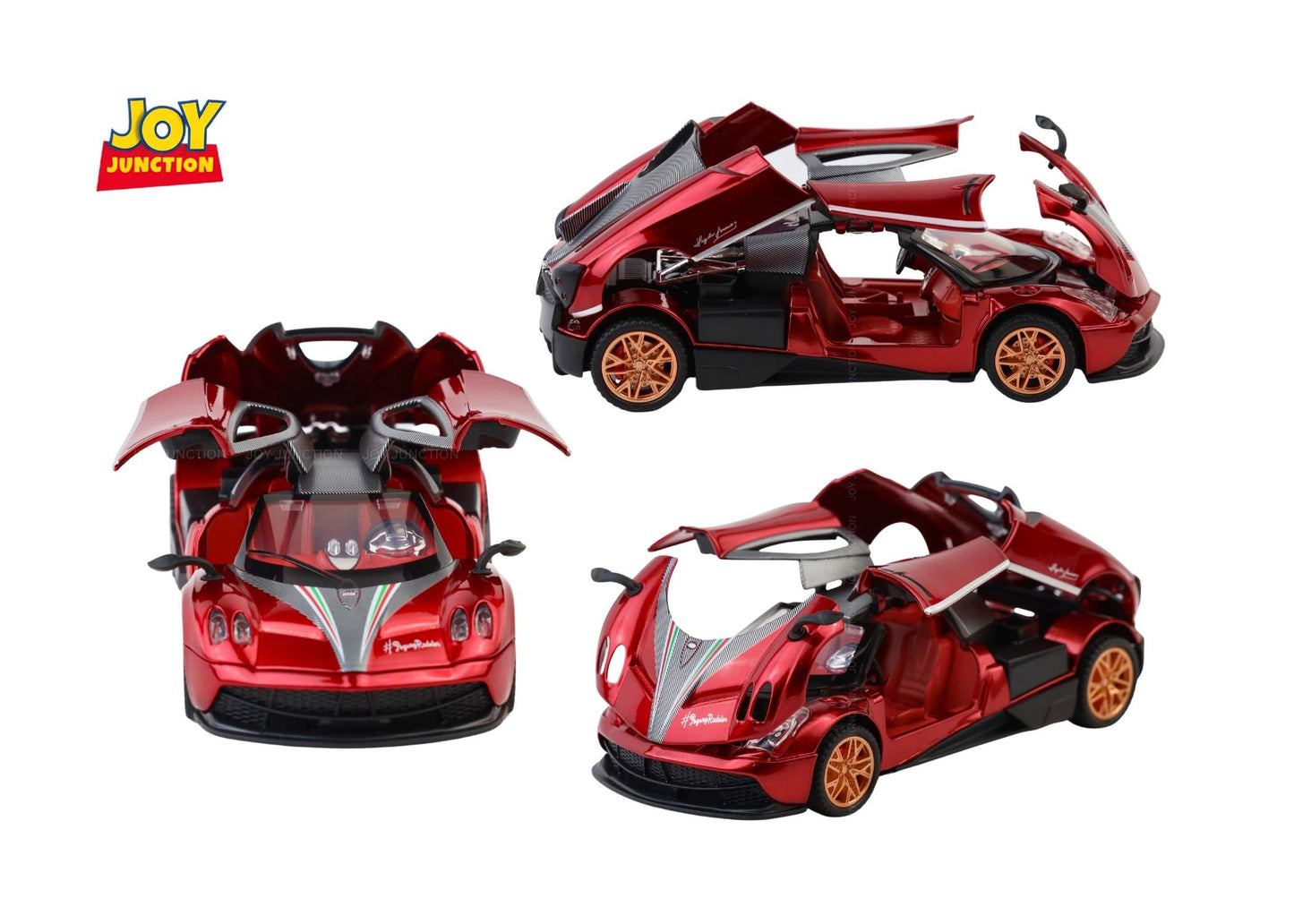 Paganii Huayraa BC 1:24 Scale Diecast Alloy Toy Car with Lights, Sound & Smoke – Pull Back Action, Openable Doors