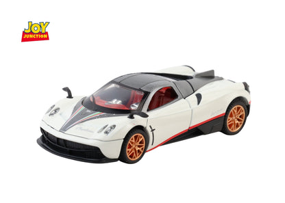 Paganii Huayraa BC 1:24 Scale Diecast Alloy Toy Car with Lights, Sound & Smoke – Pull Back Action, Openable Doors