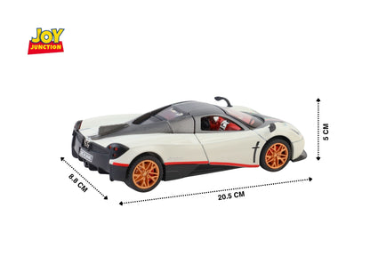 Paganii Huayraa BC 1:24 Scale Diecast Alloy Toy Car with Lights, Sound & Smoke – Pull Back Action, Openable Doors