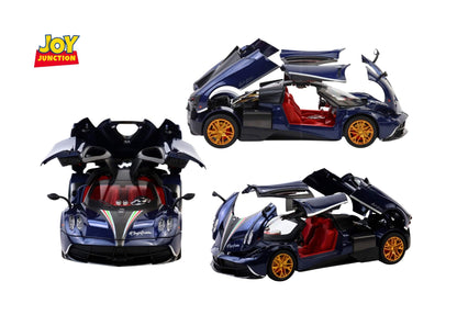 Paganii Huayraa BC 1:24 Scale Diecast Alloy Toy Car with Lights, Sound & Smoke – Pull Back Action, Openable Doors