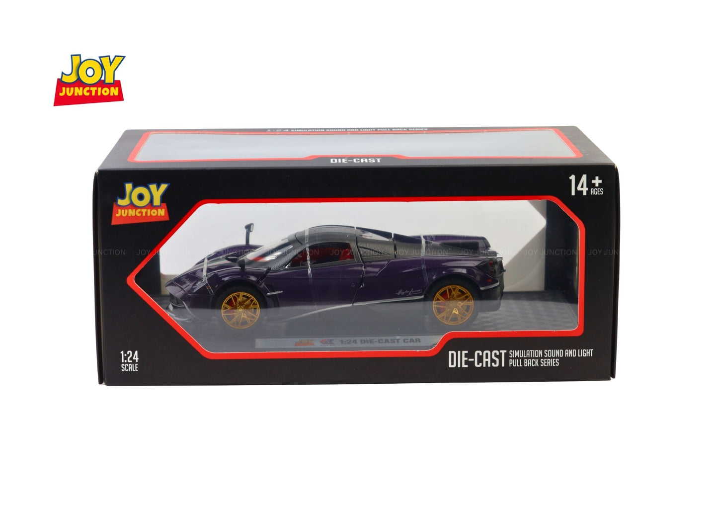 Paganii Huayraa BC 1:24 Scale Diecast Alloy Toy Car with Lights, Sound & Smoke – Pull Back Action, Openable Doors