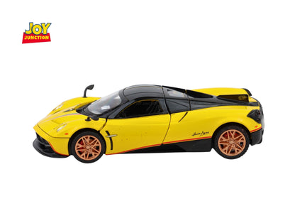 Paganii Huayraa BC 1:24 Scale Diecast Alloy Toy Car with Lights, Sound & Smoke – Pull Back Action, Openable Doors