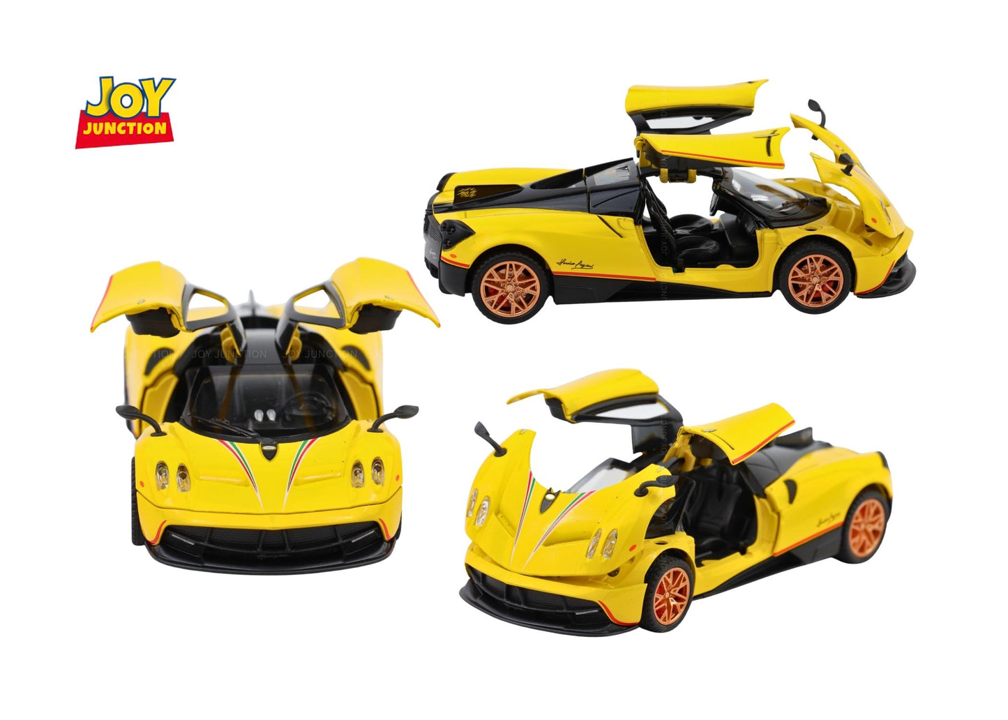 Paganii Huayraa BC 1:24 Scale Diecast Alloy Toy Car with Lights, Sound & Smoke – Pull Back Action, Openable Doors