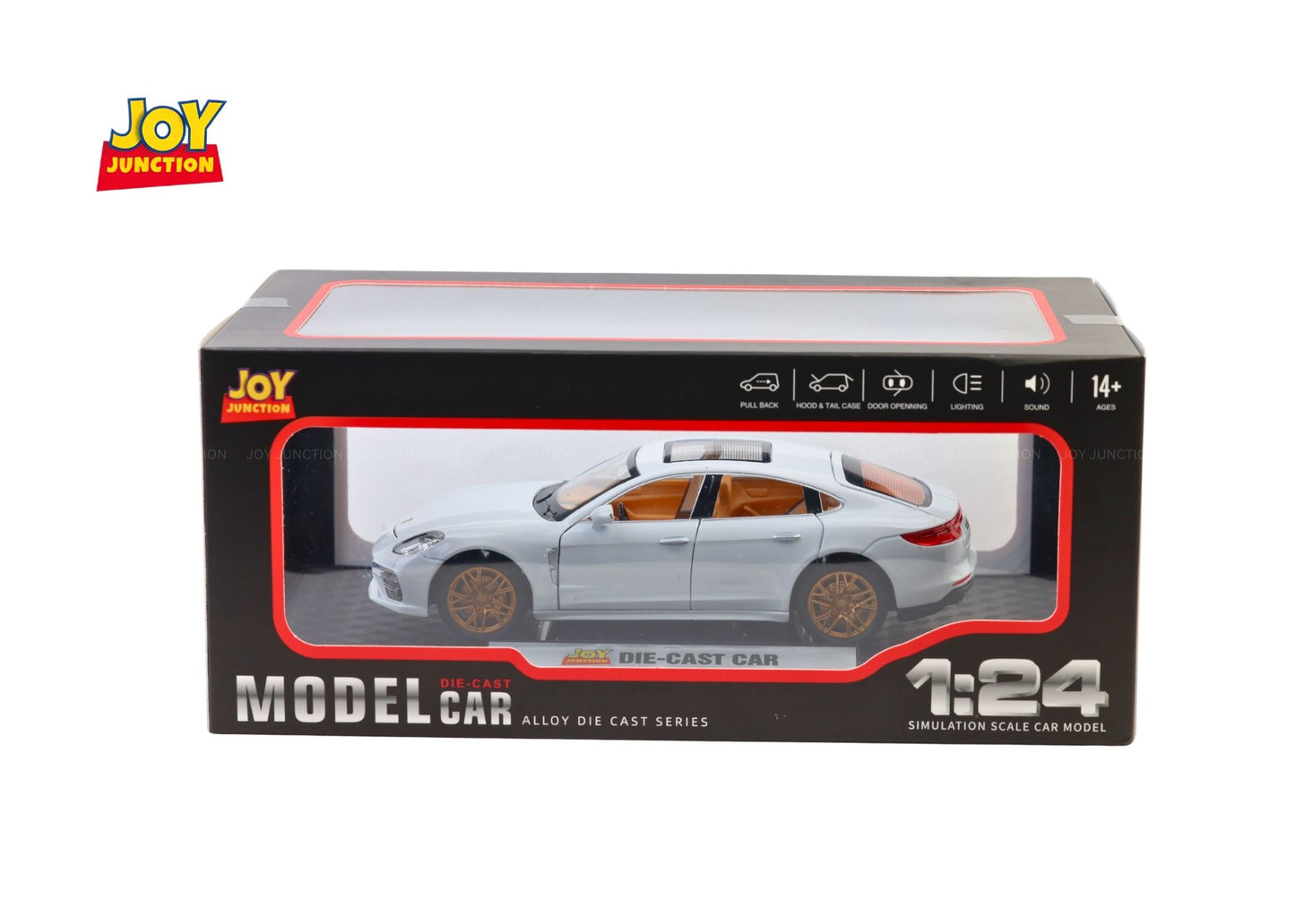 Porshe Panemera Metal Toy Car – 1:24 Die-Cast Pull-Back Model with Lights, Sound & Openable Doors