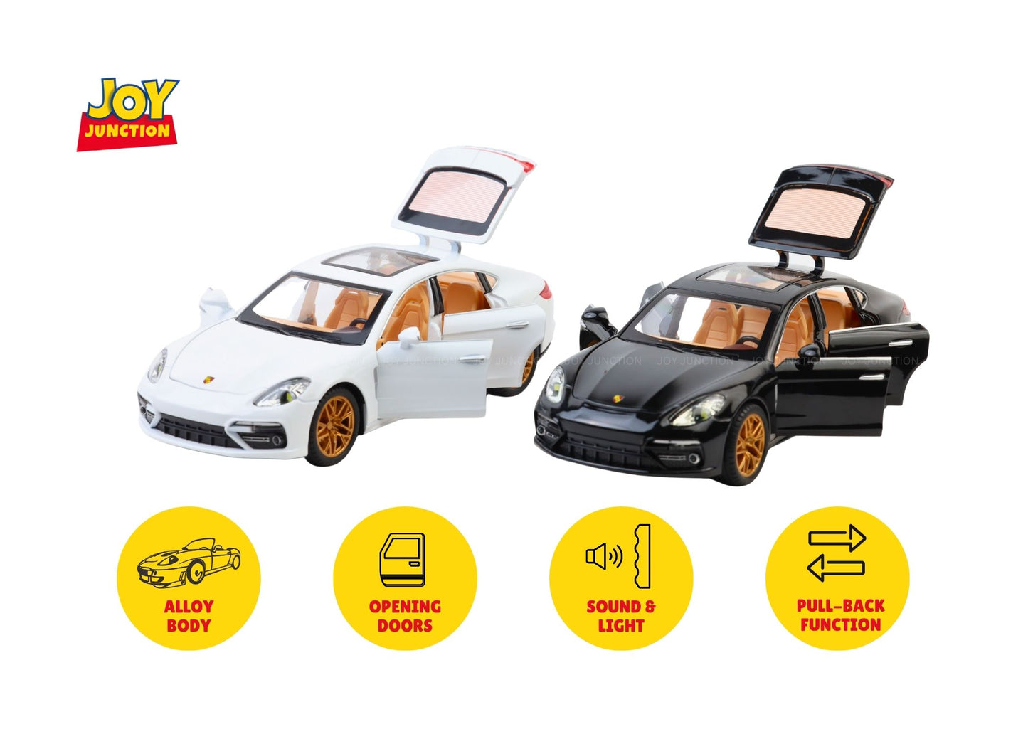 Porshe Panemera Metal Toy Car – 1:24 Die-Cast Pull-Back Model with Lights, Sound & Openable Doors