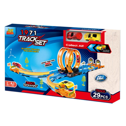Race Car Track Toy 29 PCS – Double Loop Super Track Racing Set for Kids