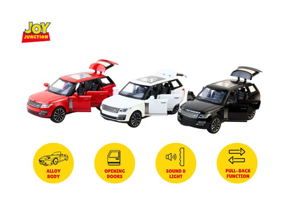 Range Roverr Defenderr 1:32 Scale Diecast Pull Back Toy Car with Lights, Engine Sound & Openable Doors