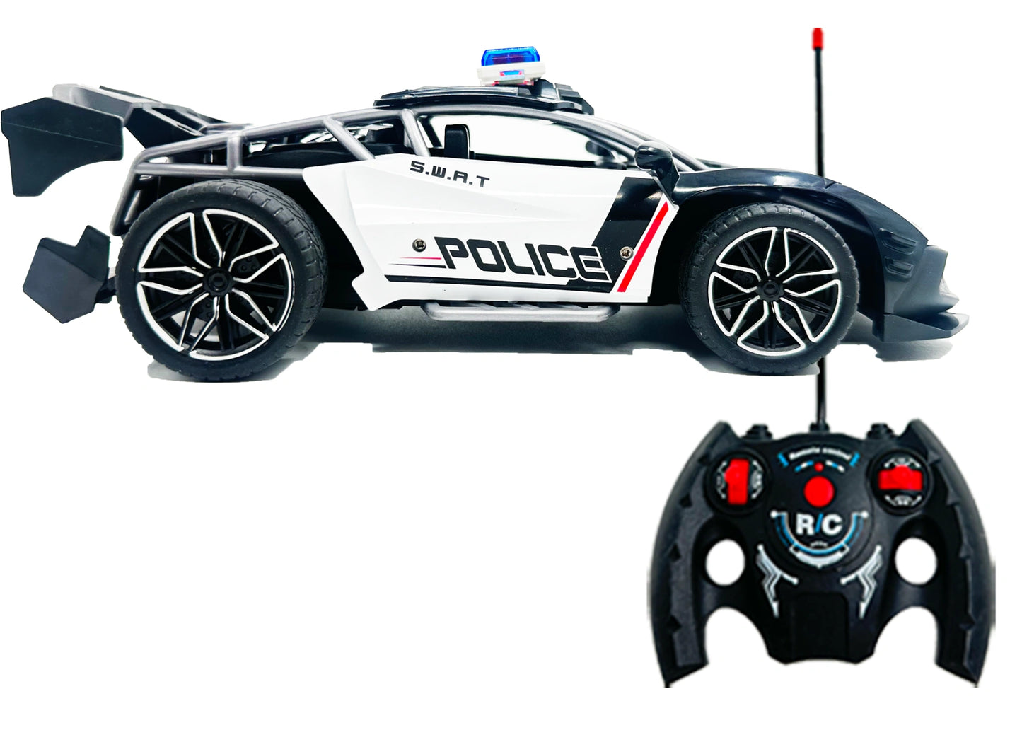 Remote Control Police Car Toy 1:16 RC with Lights, Siren & Mist Spray