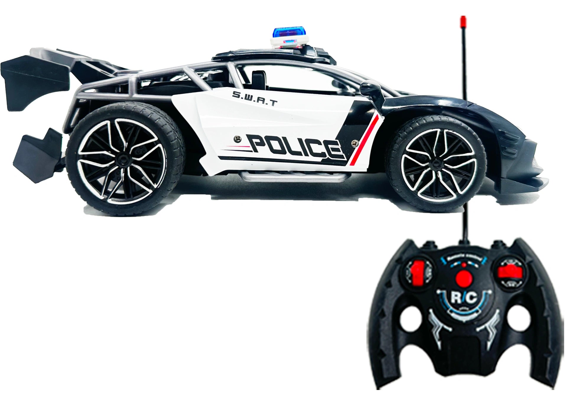 Remote Control Police Car Toy 1:16 RC with Lights, Siren & Mist Spray