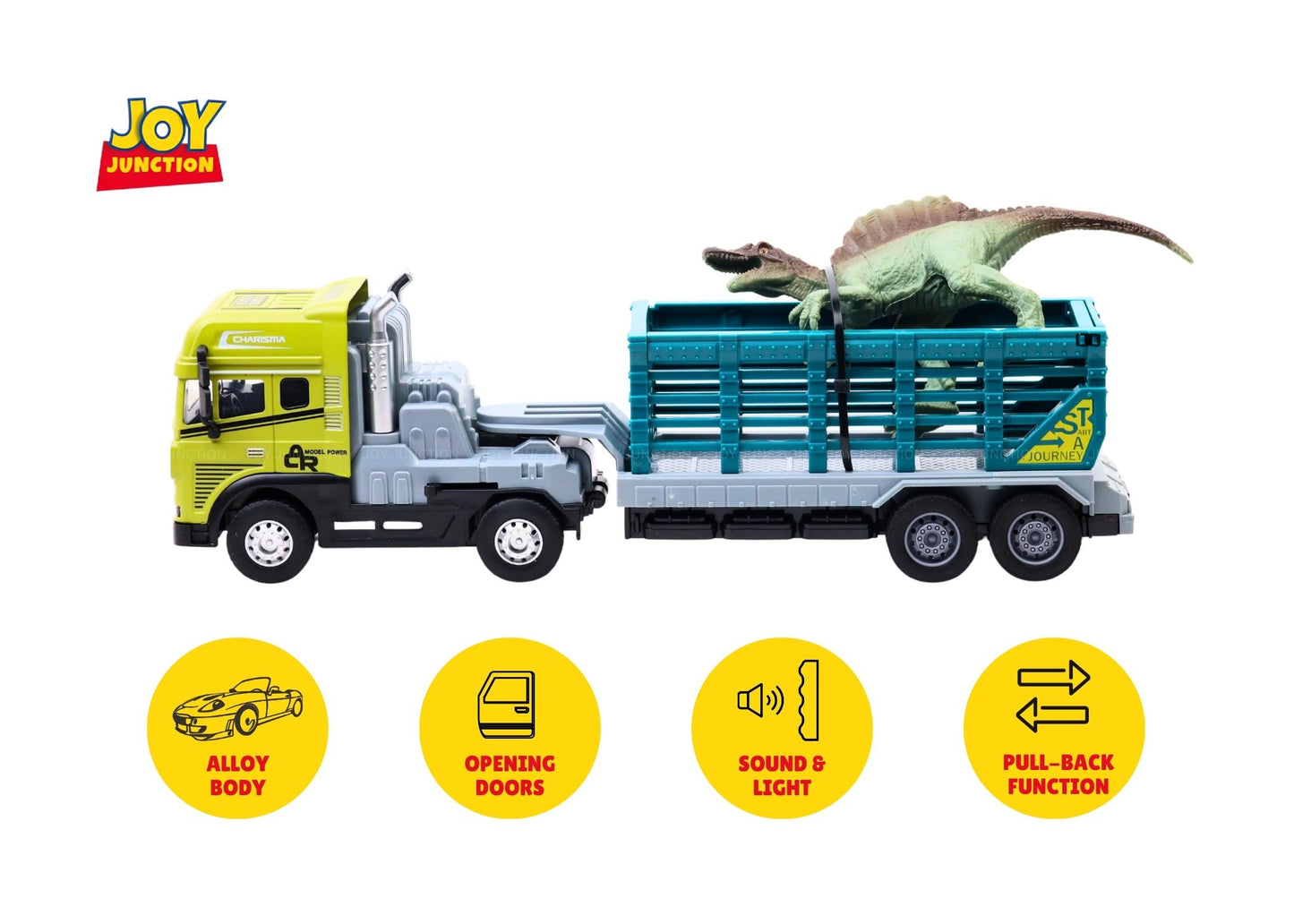 1:24 Scale Rescue Trailer Truck Toy with Tyrannosaurus Rex Dinosaur