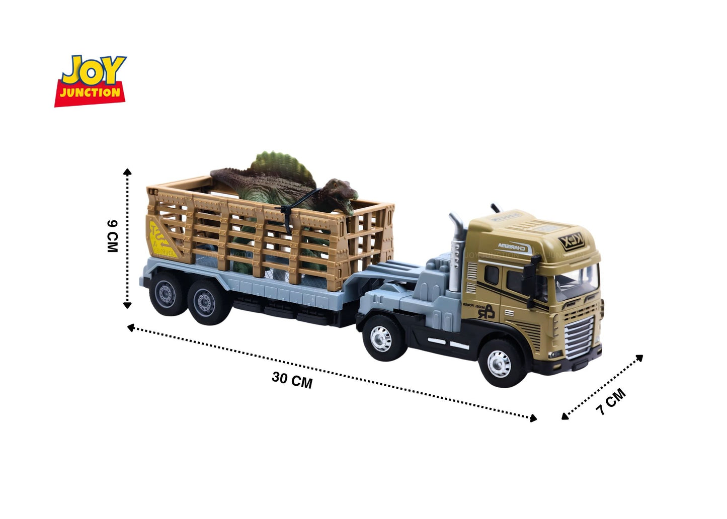 1:24 Scale Rescue Trailer with Spinosaurus Dino Toy Truck – Pull Back Action