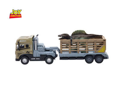 1:24 Scale Rescue Trailer Truck Toy with Tyrannosaurus Rex Dinosaur