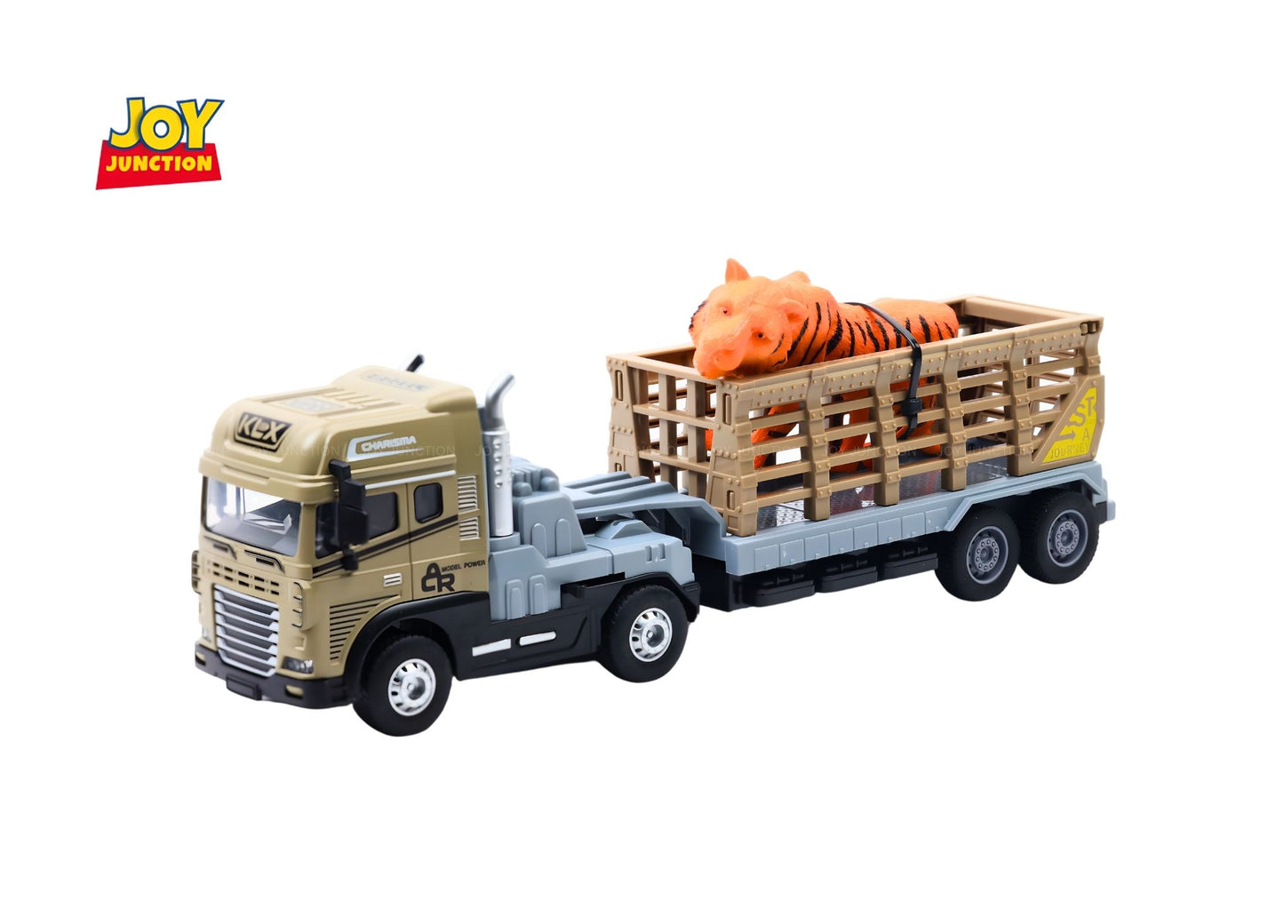 1:24 Scale Rescue Trailer Truck Toy with Tiger Figure – Pull Back Action