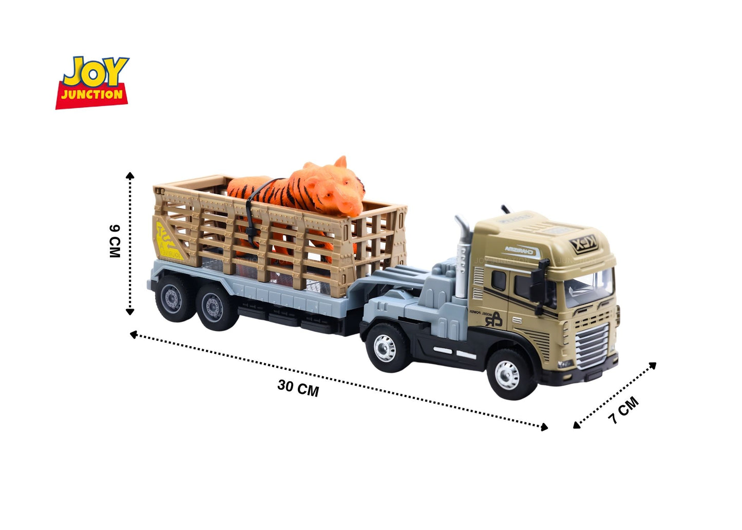 1:24 Scale Rescue Trailer Truck Toy with Tiger Figure – Pull Back Action