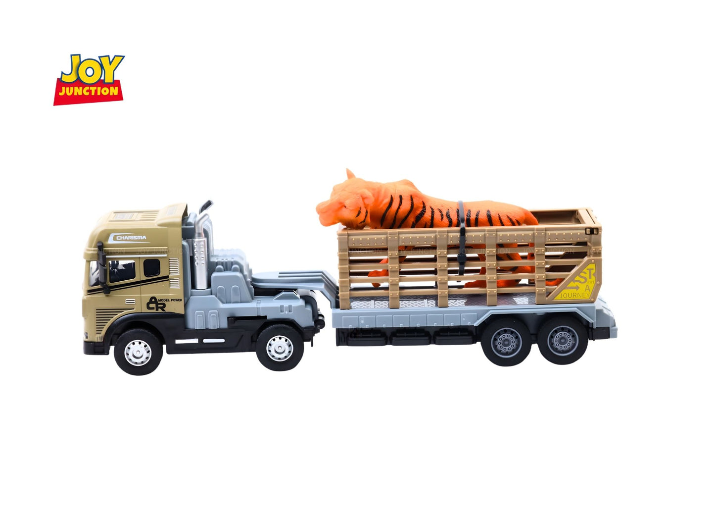 1:24 Scale Rescue Trailer Truck Toy with Tiger Figure – Pull Back Action