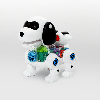 Mechanical Gear Drive Dog - Interactive Robot Toy with Lights & Music