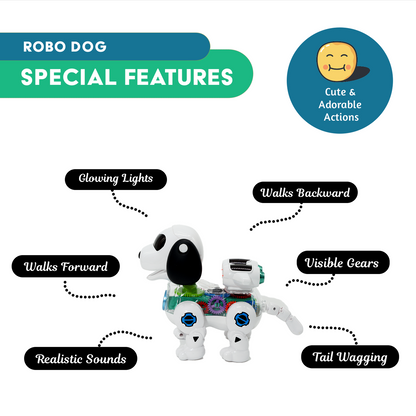 Mechanical Gear Drive Dog - Interactive Robot Toy with Lights & Music