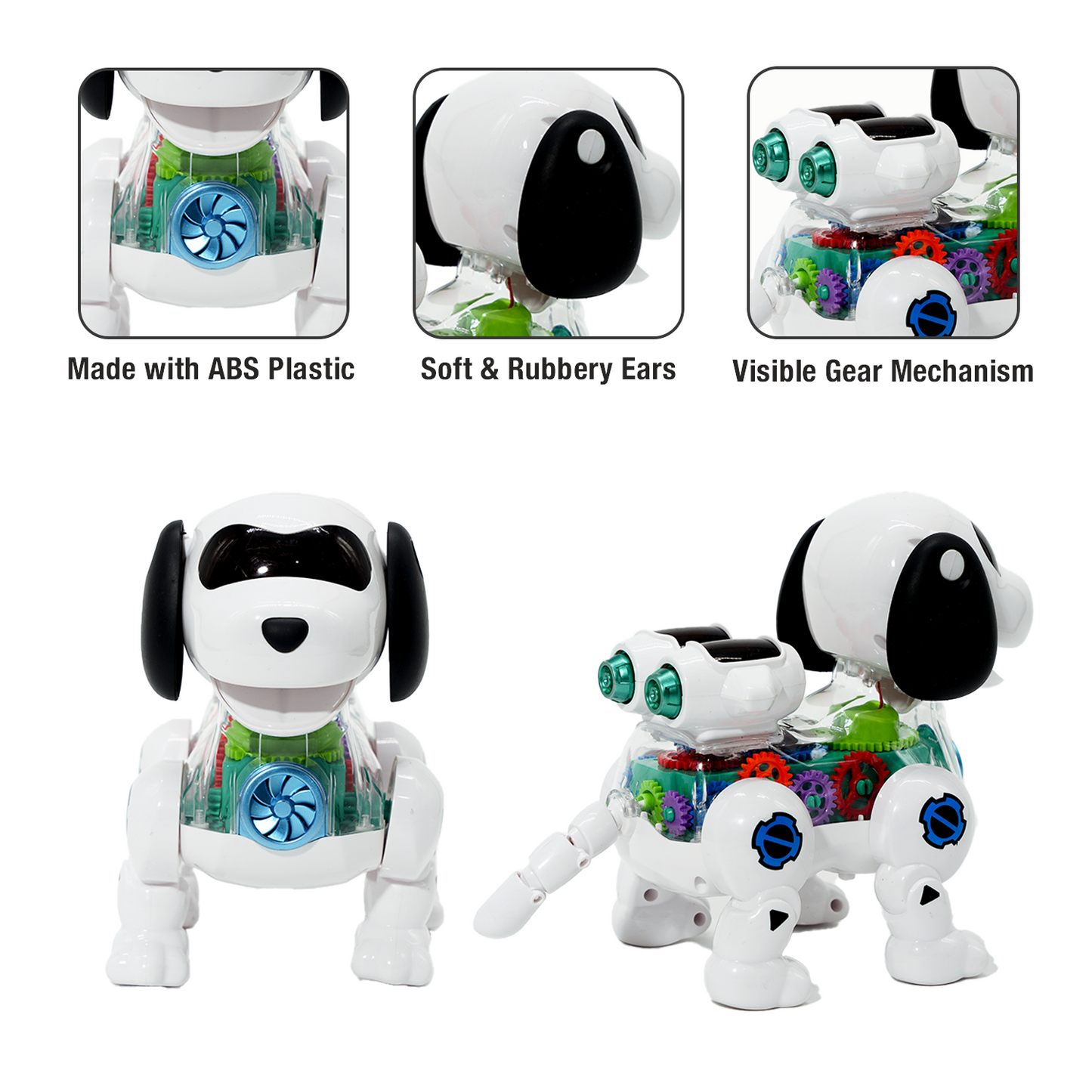 Mechanical Gear Drive Dog - Interactive Robot Toy with Lights & Music