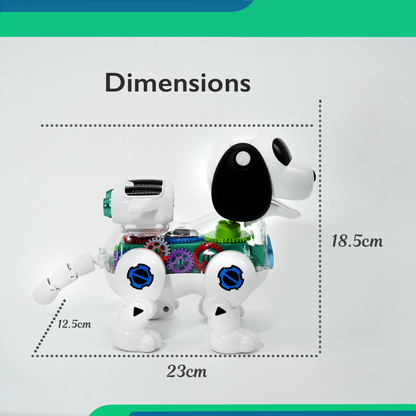 Mechanical Gear Drive Dog - Interactive Robot Toy with Lights & Music