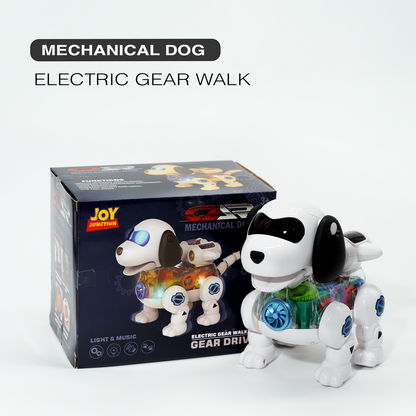 Mechanical Gear Drive Dog - Interactive Robot Toy with Lights & Music