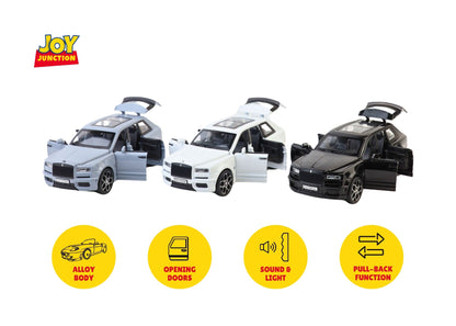 Rols Royce Cullinan Black Badge 1:32 Scale Diecast Car – Metal Toy SUV with Lights, Sound & Pull-Back Action