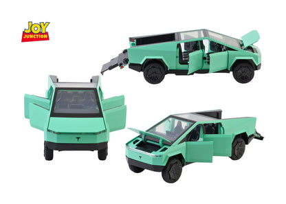 Teslaa Cyber Truck Pickup 1:24 Scale Diecast Car – Alloy Metal Toy with Pull-Back Action, Lights, Music & Openable Doors
