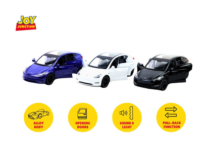 Teslaa Model Y 1:32 Scale Diecast Car – Metal SUV Toy with Lights, Sounds & Pull-Back Action