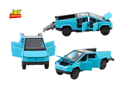 Teslaa Cyber Truck Pickup 1:24 Scale Diecast Car – Alloy Metal Toy with Pull-Back Action, Lights, Music & Openable Doors