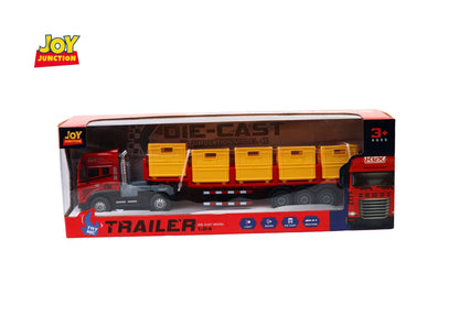 1:24 Scale Transporter Construction Truck Toy with Trailer – Pull Back Action