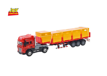 1:24 Scale Transporter Construction Truck Toy with Trailer – Pull Back Action