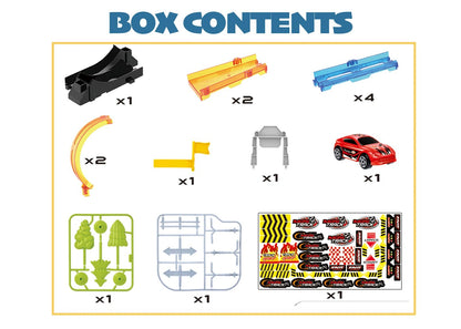 Track Set 15PC Racing Car Track Toy with 360° Loops, Ramps & Checkpoints for Kids