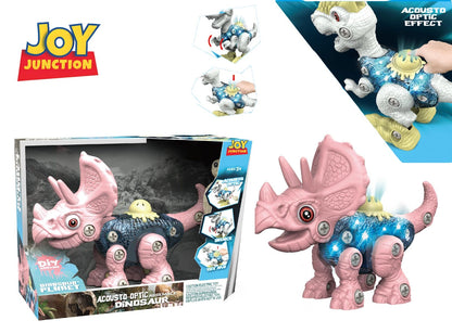 DIY Dinosaur Building Toy with Lights & Sound – Take Apart Triceratops Construction Set for Kids