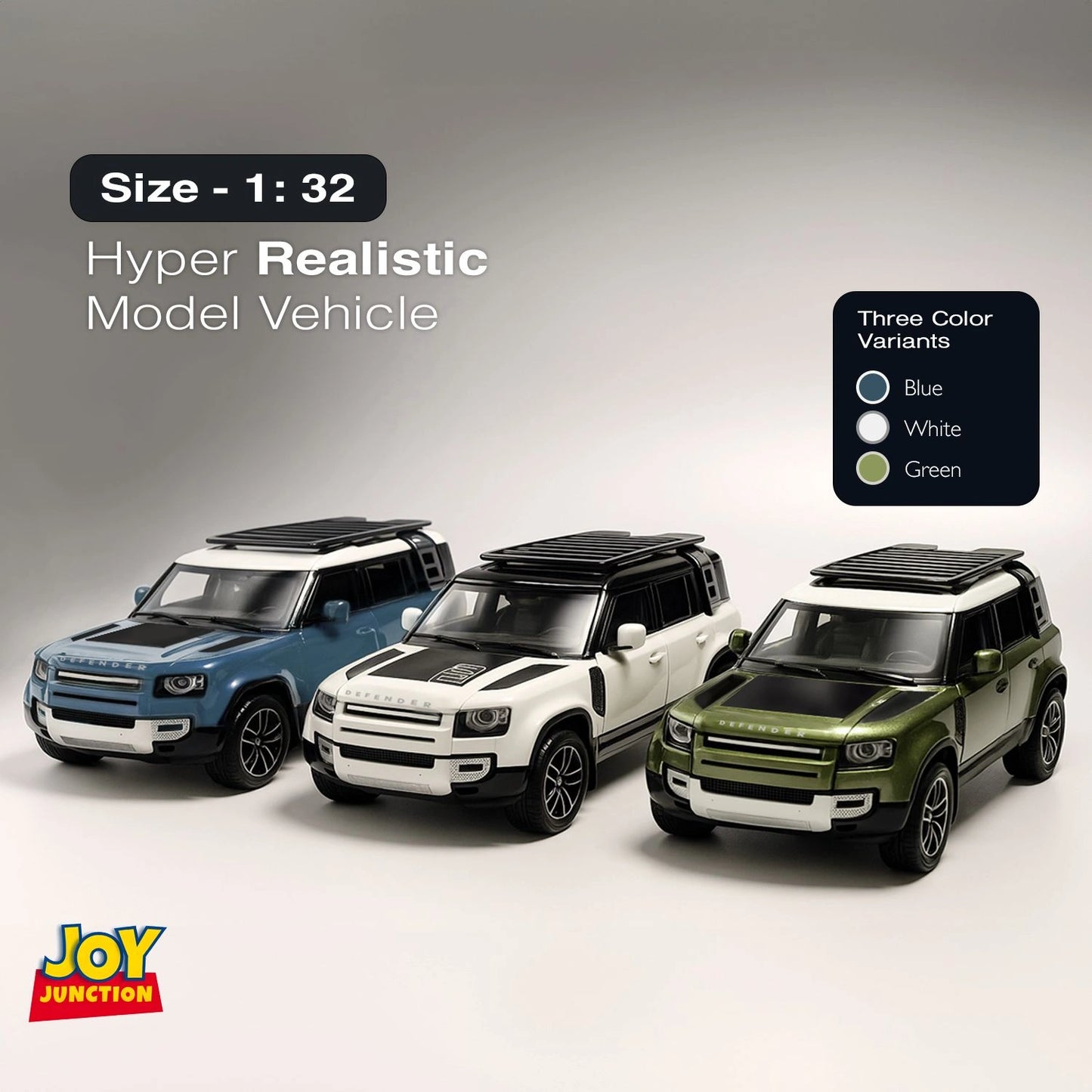 Land Roverr Defenderr 1:32 Scale Diecast Pull Back Toy Car with Openable Doors, Lights & Engine Sound