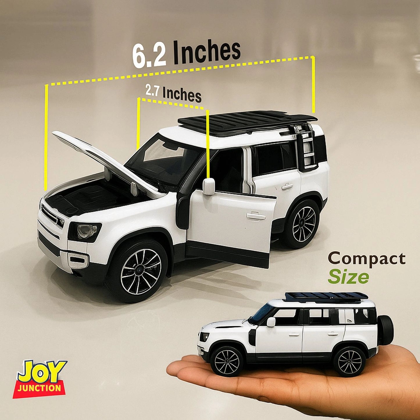 Land Roverr Defenderr 1:32 Scale Diecast Pull Back Toy Car with Openable Doors, Lights & Engine Sound