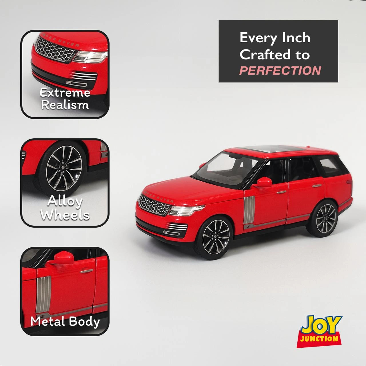 Range Roverr Defenderr 1:32 Scale Diecast Pull Back Toy Car with Lights, Engine Sound & Openable Doors