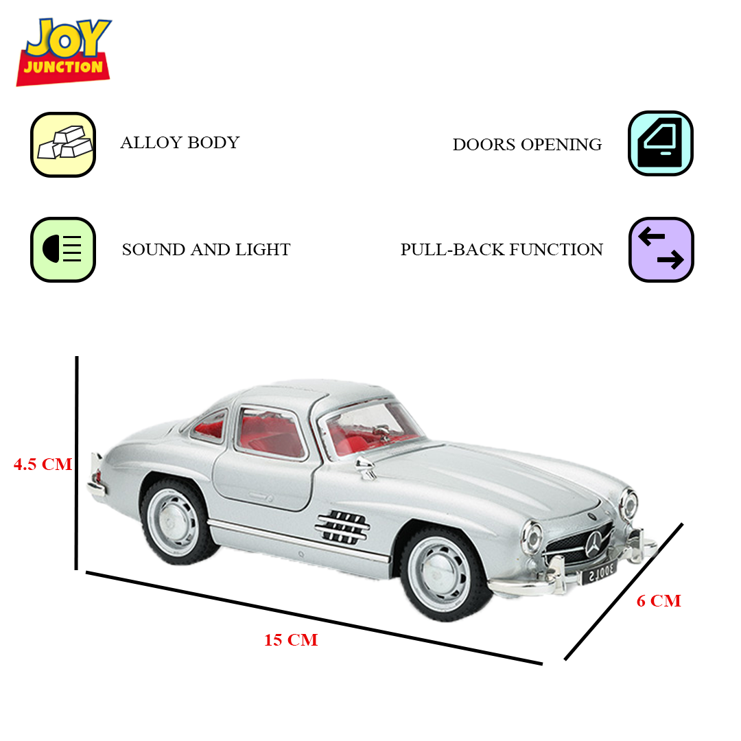 Mercedez Benzz 300SL Diecast Car 1:32 Scale – Metal Model with Lights, Sound & Pull-Back Action - Image 14