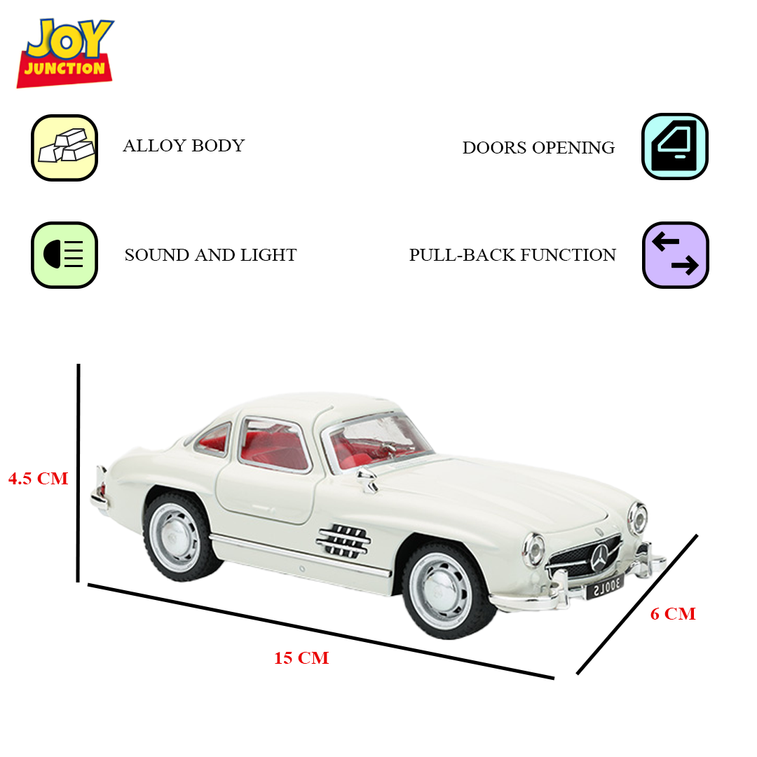 Mercedez Benzz 300SL Diecast Car 1:32 Scale – Metal Model with Lights, Sound & Pull-Back Action - Image 18