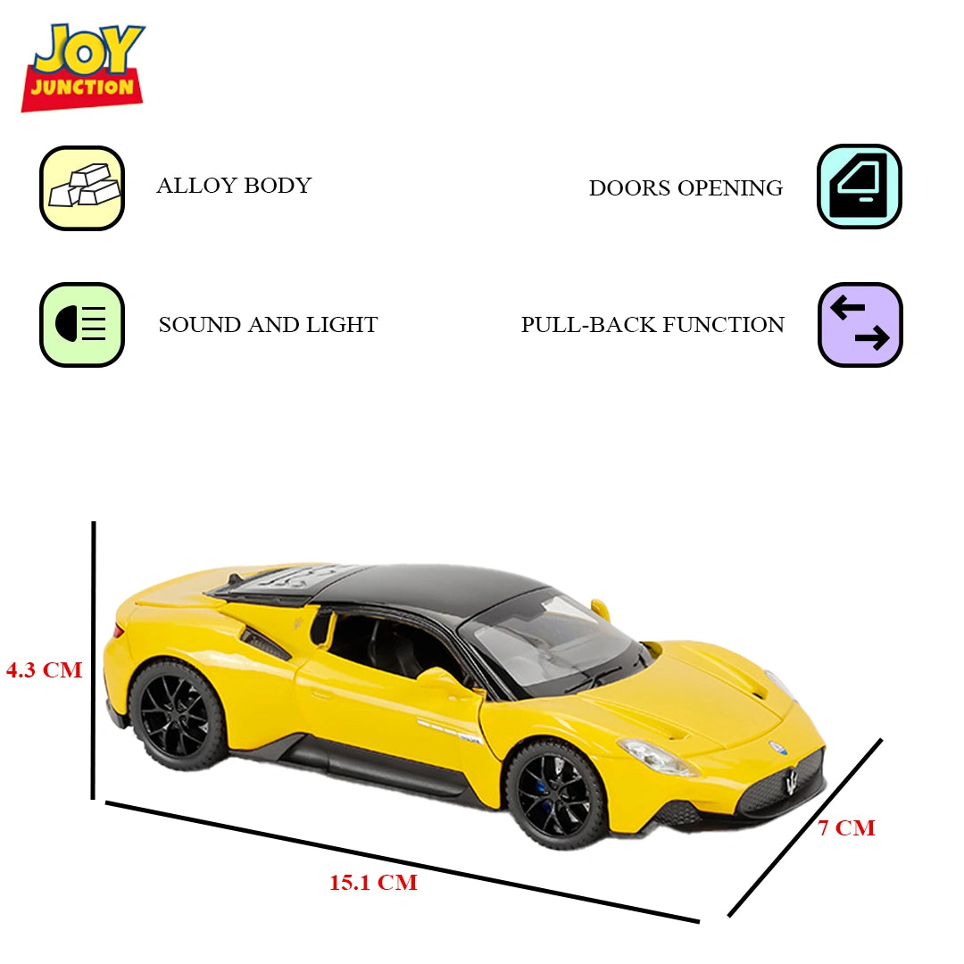 Masarati MC200 Diecast Car 1:32 Scale – Metal Model with Lights, Sound & Pull-Back Action