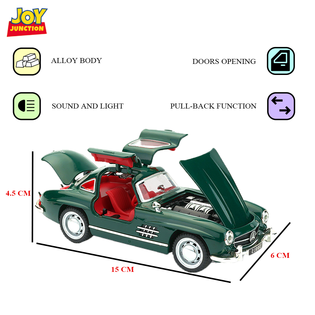 Mercedez Benzz 300SL Diecast Car 1:32 Scale – Metal Model with Lights, Sound & Pull-Back Action - Image 9