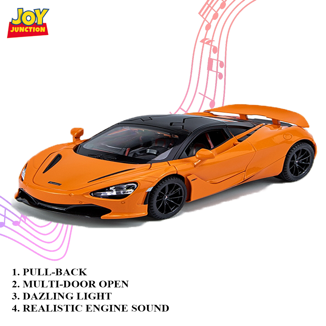 McLaren 720S 1:24 Scale Die-Cast Pullback Car with Openable Doors, Lights & Sound - Image 5