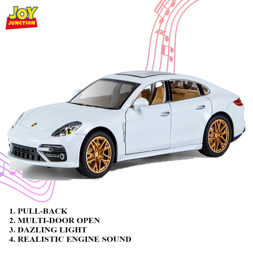 Porshe Panemera Metal Toy Car – 1:24 Die-Cast Pull-Back Model with Lights, Sound & Openable Doors