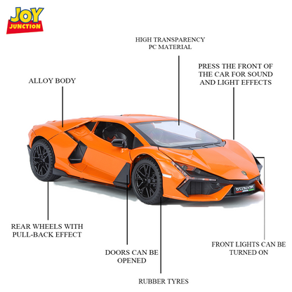 Lamborghini Daniel Street 1:24 Scale Alloy Metal Pullback Toy car with Openable Doors Light Music