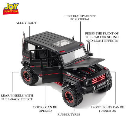 Mercedes-Benz G500 1:24 Scale Alloy Metal Pullback Toy car with Display Box, Openable Doors Light Music