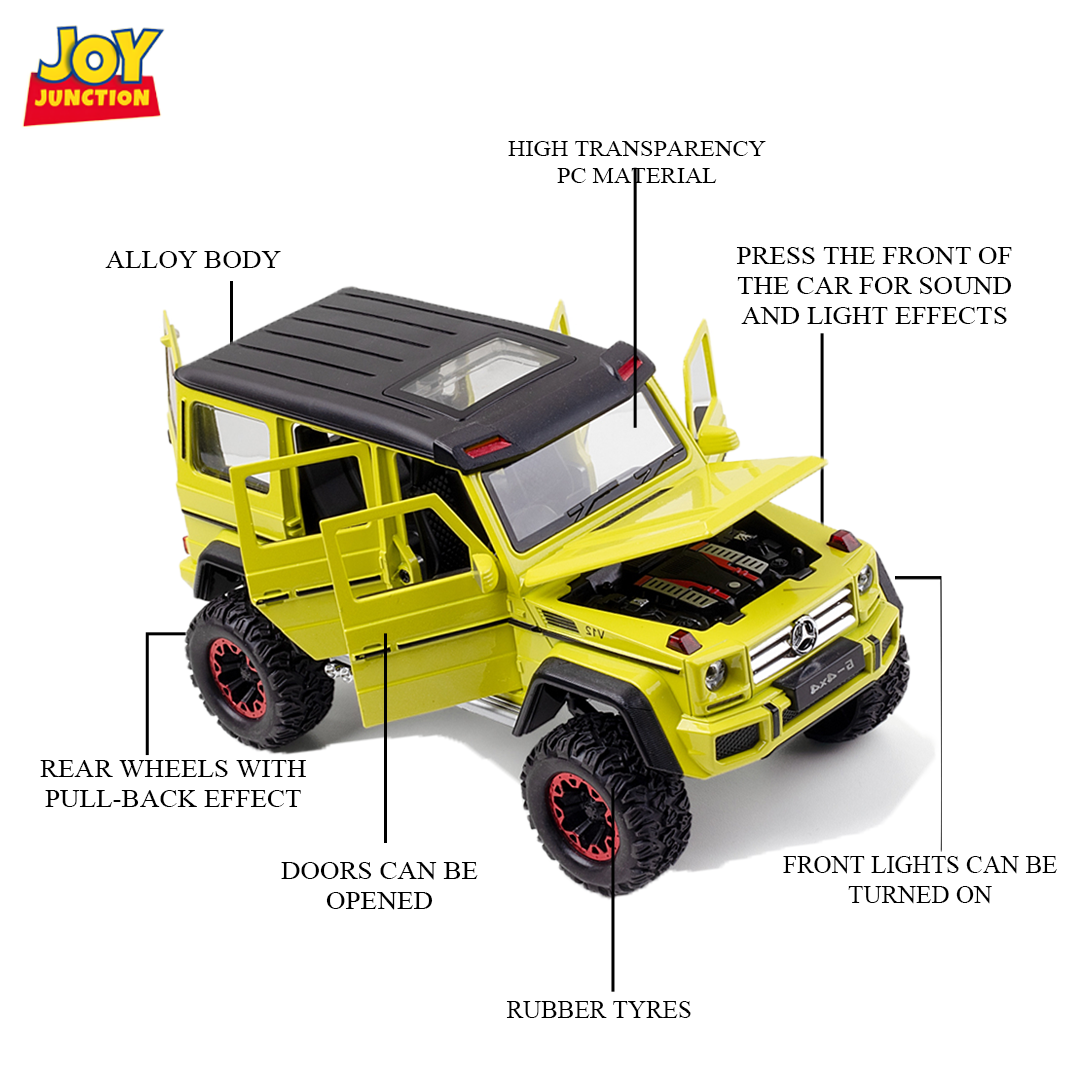 Mercedes-Benz G500 1:24 Scale Alloy Metal Pullback Toy car with Display Box, Openable Doors Light Music