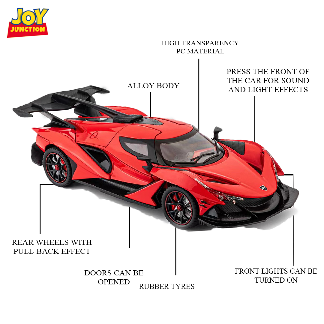 Apolloo IE CZ161 1:24 Scale Die-cast Alloy Toy Car with Lights, Sound & Openable Doors