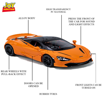 McLaren 720S 1:24 Scale Die-Cast Pullback Car with Openable Doors, Lights & Sound - Image 6