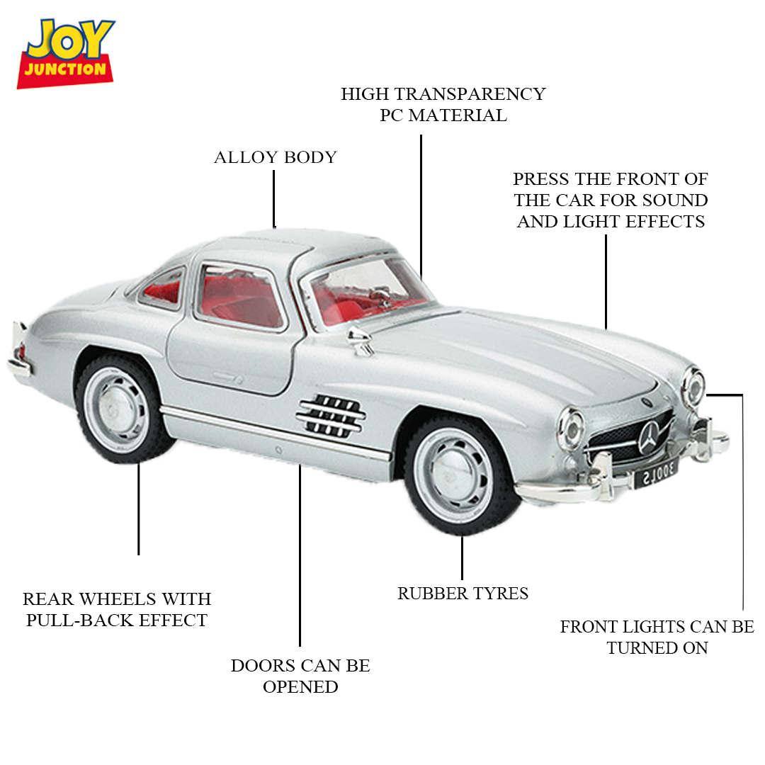 Mercedez Benzz 300SL Diecast Car 1:32 Scale – Metal Model with Lights, Sound & Pull-Back Action - Image 16